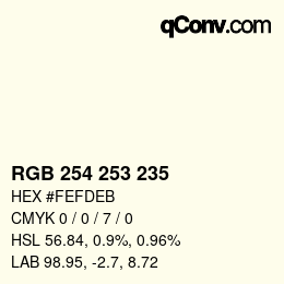 Color code: RGB 254 253 235 | qconv.com