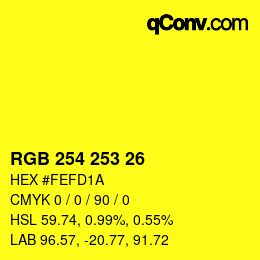 カラーコード: RGB 254 253 26 | qconv.com