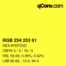 Color code: RGB 254 253 61 | qconv.com