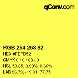 Color code: RGB 254 253 82 | qconv.com