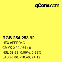 Color code: RGB 254 253 92 | qconv.com