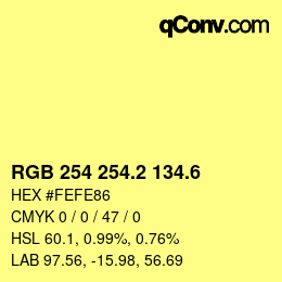カラーコード: RGB 254 254.2 134.6 | qconv.com