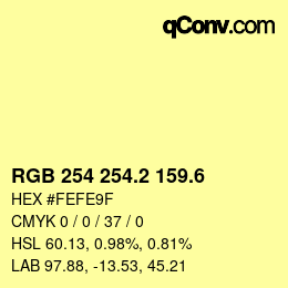 カラーコード: RGB 254 254.2 159.6 | qconv.com