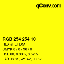 Color code: RGB 254 254 10 | qconv.com