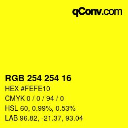Color code: RGB 254 254 16 | qconv.com