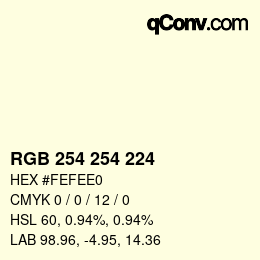Color code: RGB 254 254 224 | qconv.com