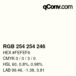 Código de color: RGB 254 254 246 | qconv.com