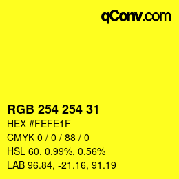 Color code: RGB 254 254 31 | qconv.com