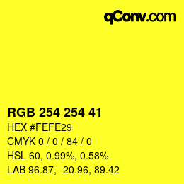 Color code: RGB 254 254 41 | qconv.com