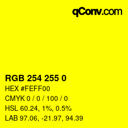 Color code: RGB 254 255 0 | qconv.com