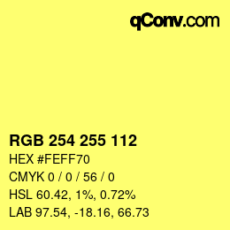 Color code: RGB 254 255 112 | qconv.com