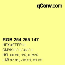 Color code: RGB 254 255 147 | qconv.com