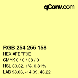 Color code: RGB 254 255 158 | qconv.com