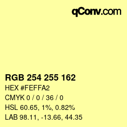 Color code: RGB 254 255 162 | qconv.com