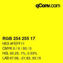 Color code: RGB 254 255 17 | qconv.com