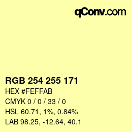 Color code: RGB 254 255 171 | qconv.com