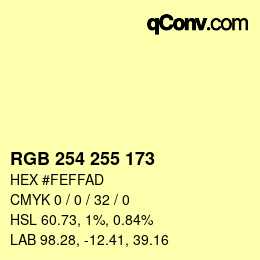 Color code: RGB 254 255 173 | qconv.com