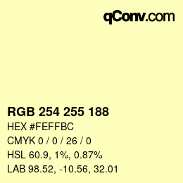 Color code: RGB 254 255 188 | qconv.com