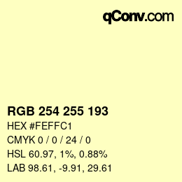 Color code: RGB 254 255 193 | qconv.com