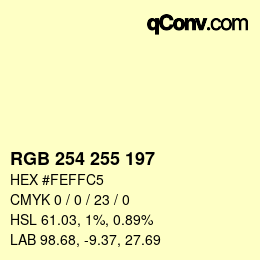 Color code: RGB 254 255 197 | qconv.com