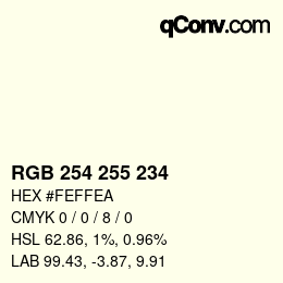 Color code: RGB 254 255 234 | qconv.com