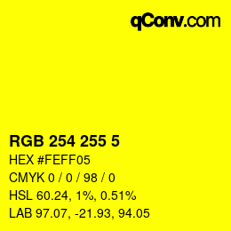 Color code: RGB 254 255 5 | qconv.com