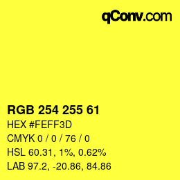 Color code: RGB 254 255 61 | qconv.com