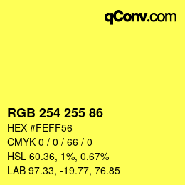 Color code: RGB 254 255 86 | qconv.com