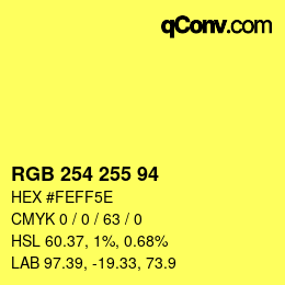 Color code: RGB 254 255 94 | qconv.com