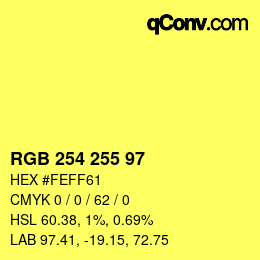 Color code: RGB 254 255 97 | qconv.com