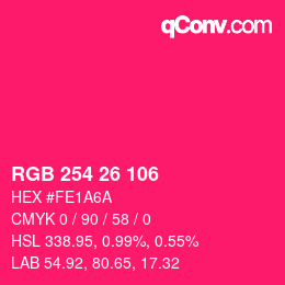 Color code: RGB 254 26 106 | qconv.com