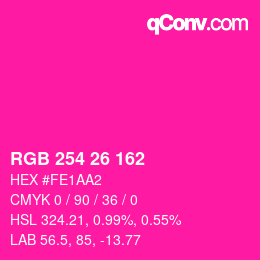 Color code: RGB 254 26 162 | qconv.com