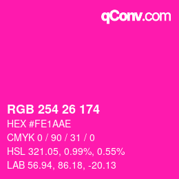 Color code: RGB 254 26 174 | qconv.com