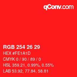 Color code: RGB 254 26 29 | qconv.com