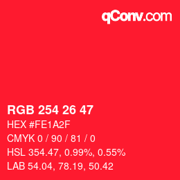 Color code: RGB 254 26 47 | qconv.com