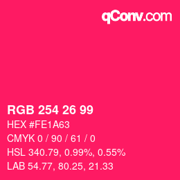 Color code: RGB 254 26 99 | qconv.com