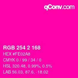 カラーコード: RGB 254 2 168 | qconv.com