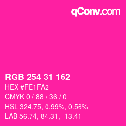 Color code: RGB 254 31 162 | qconv.com