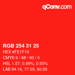 Color code: RGB 254 31 25 | qconv.com