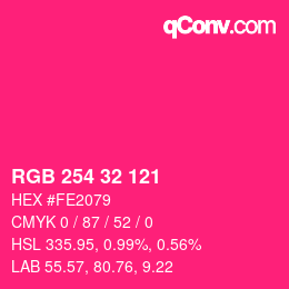 Color code: RGB 254 32 121 | qconv.com