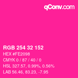 Color code: RGB 254 32 152 | qconv.com