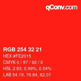 Color code: RGB 254 32 21 | qconv.com