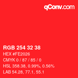Color code: RGB 254 32 38 | qconv.com