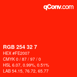 Color code: RGB 254 32 7 | qconv.com