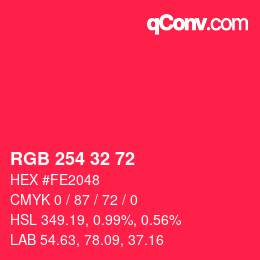 Color code: RGB 254 32 72 | qconv.com