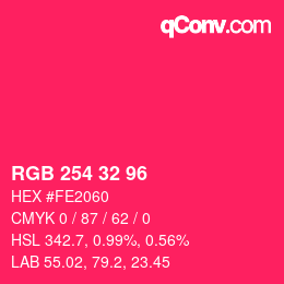 Color code: RGB 254 32 96 | qconv.com