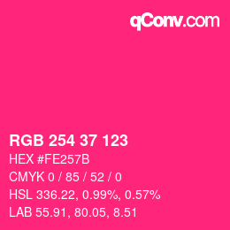 カラーコード: RGB 254 37 123 | qconv.com
