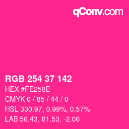 Color code: RGB 254 37 142 | qconv.com
