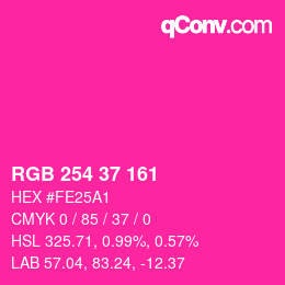 Color code: RGB 254 37 161 | qconv.com