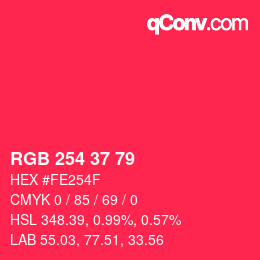 カラーコード: RGB 254 37 79 | qconv.com